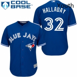 Youth Majestic Toronto Blue Jays 32 Roy Halladay Replica Blue Alternate MLB Jersey