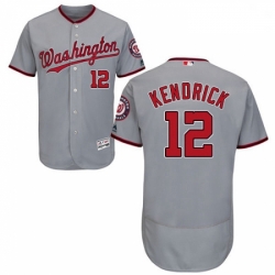 Mens Majestic Washington Nationals 12 Howie Kendrick Grey Road Flex Base Authentic Collection MLB Jersey