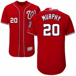 Mens Majestic Washington Nationals 20 Daniel Murphy Red Alternate Flex Base Authentic Collection MLB Jersey