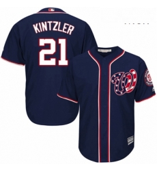 Mens Majestic Washington Nationals 21 Brandon Kintzler Replica Navy Blue Alternate 2 Cool Base MLB Jersey 