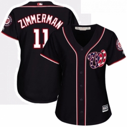 Womens Majestic Washington Nationals 11 Ryan Zimmerman Authentic Navy Blue Alternate 2 Cool Base MLB Jersey