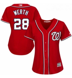 Womens Majestic Washington Nationals 28 Jayson Werth Authentic Red Alternate 1 Cool Base MLB Jersey