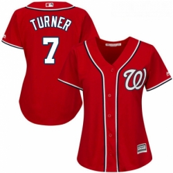 Womens Majestic Washington Nationals 7 Trea Turner Authentic Red Alternate 1 Cool Base MLB Jersey