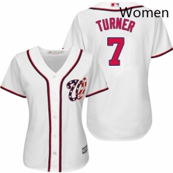 Womens Majestic Washington Nationals 7 Trea Turner Authentic White Home Cool Base MLB Jersey