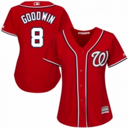 Womens Majestic Washington Nationals 8 Brian Goodwin Authentic Red Alternate 1 Cool Base MLB Jersey 