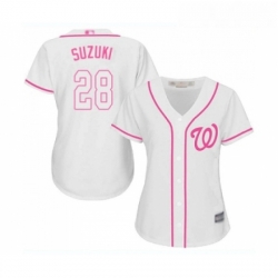 Womens Washington Nationals 28 Kurt Suzuki Replica White Fashion Cool Base Baseball Jersey 