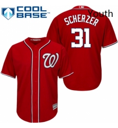 Youth Majestic Washington Nationals 31 Max Scherzer Replica Red Alternate 1 Cool Base MLB Jersey