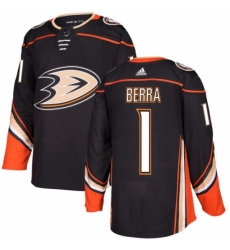 Mens Adidas Anaheim Ducks 1 Reto Berra Premier Black Home NHL Jersey 