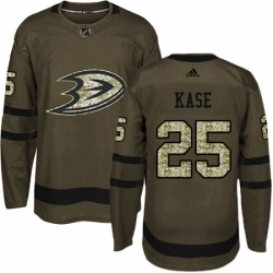 Mens Adidas Anaheim Ducks 25 Ondrej Kase Premier Green Salute to Service NHL Jersey 