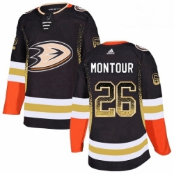 Mens Adidas Anaheim Ducks 26 Brandon Montour Authentic Black Drift Fashion NHL Jersey 