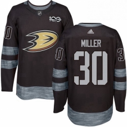 Mens Adidas Anaheim Ducks 30 Ryan Miller Premier Black 1917 2017 100th Anniversary NHL Jersey 