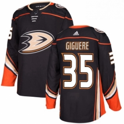 Mens Adidas Anaheim Ducks 35 Jean Sebastien Giguere Authentic Black Home NHL Jersey 