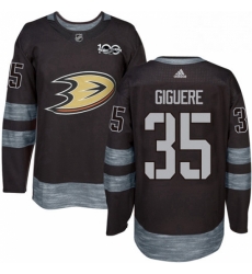 Mens Adidas Anaheim Ducks 35 Jean Sebastien Giguere Premier Black 1917 2017 100th Anniversary NHL Jersey 