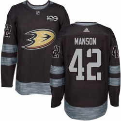 Mens Adidas Anaheim Ducks 42 Josh Manson Premier Black 1917 2017 100th Anniversary NHL Jersey 