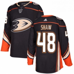 Mens Adidas Anaheim Ducks 48 Logan Shaw Premier Black Home NHL Jersey 