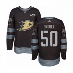 Mens Adidas Anaheim Ducks 50 Benoit Olivier Groulx Authentic Black 1917 2017 100th Anniversary NHL Jersey 