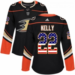 Womens Adidas Anaheim Ducks 22 Chris Kelly Authentic Black USA Flag Fashion NHL Jerse