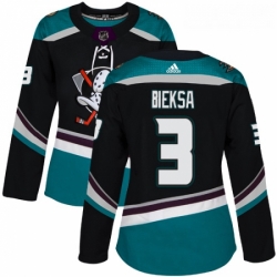 Womens Adidas Anaheim Ducks 3 Kevin Bieksa Authentic Black Teal Third NHL Jersey 