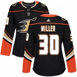 Womens Adidas Anaheim Ducks 30 Ryan Miller Premier Black Home NHL Jersey 