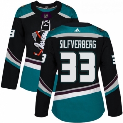 Womens Adidas Anaheim Ducks 33 Jakob Silfverberg Authentic Black Teal Third NHL Jersey 