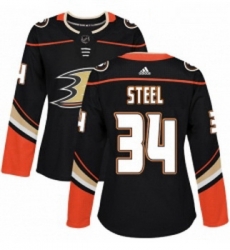 Womens Adidas Anaheim Ducks 34 Sam Steel Authentic Black Home NHL Jersey 