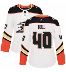 Womens Adidas Anaheim Ducks 40 Jared Boll Authentic White Away NHL Jersey 