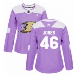 Womens Adidas Anaheim Ducks 46 Max Jones Authentic Purple Fights Cancer Practice NHL Jersey 