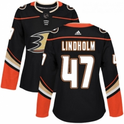 Womens Adidas Anaheim Ducks 47 Hampus Lindholm Authentic Black Home NHL Jersey 