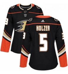 Womens Adidas Anaheim Ducks 5 Korbinian Holzer Authentic Black Home NHL Jersey 