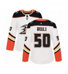 Womens Adidas Anaheim Ducks 50 Benoit Olivier Groulx Authentic White Away NHL Jersey 