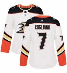 Womens Adidas Anaheim Ducks 7 Andrew Cogliano Authentic White Away NHL Jersey 