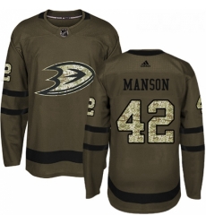 Youth Adidas Anaheim Ducks 42 Josh Manson Premier Green Salute to Service NHL Jersey 