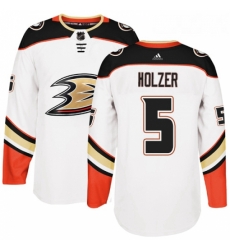 Youth Adidas Anaheim Ducks 5 Korbinian Holzer Authentic White Away NHL Jersey 