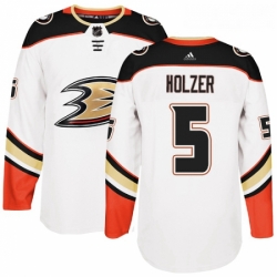 Youth Adidas Anaheim Ducks 5 Korbinian Holzer Authentic White Away NHL Jersey 