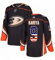 Youth Adidas Anaheim Ducks 9 Paul Kariya Authentic Black USA Flag Fashion NHL Jersey 