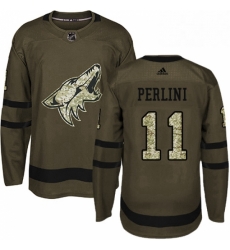 Mens Adidas Arizona Coyotes 11 Brendan Perlini Premier Green Salute to Service NHL Jersey 