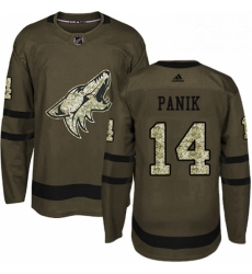 Mens Adidas Arizona Coyotes 14 Richard Panik Authentic Green Salute to Service NHL Jersey 