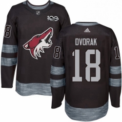 Mens Adidas Arizona Coyotes 18 Christian Dvorak Premier Black 1917 2017 100th Anniversary NHL Jersey 