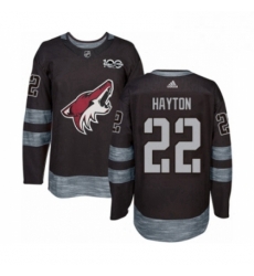 Mens Adidas Arizona Coyotes 22 Barrett Hayton Authentic Black 1917 2017 100th Anniversary NHL Jerse