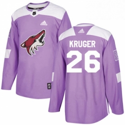 Mens Adidas Arizona Coyotes 26 Marcus Kruger Authentic Purple Fights Cancer Practice NHL Jersey 