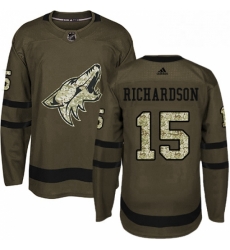 Youth Adidas Arizona Coyotes 15 Brad Richardson Authentic Green Salute to Service NHL Jersey 