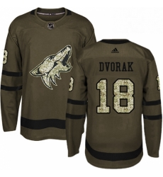 Youth Adidas Arizona Coyotes 18 Christian Dvorak Premier Green Salute to Service NHL Jersey 