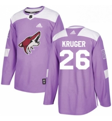 Youth Adidas Arizona Coyotes 26 Marcus Kruger Authentic Purple Fights Cancer Practice NHL Jersey 