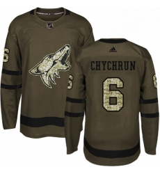 Youth Adidas Arizona Coyotes 6 Jakob Chychrun Authentic Green Salute to Service NHL Jersey 