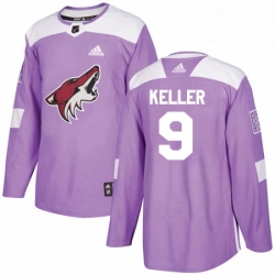 Youth Adidas Arizona Coyotes 9 Clayton Keller Authentic Purple Fights Cancer Practice NHL Jersey 