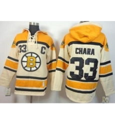 Boston Bruins #33 Zdeno Chara Cream Stitched NHL Sawyer Hooded Sweatshirt Jersey