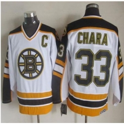 Boston Bruins #33 Zdeno Chara White Black CCM Throwback Stitched NHL Jersey