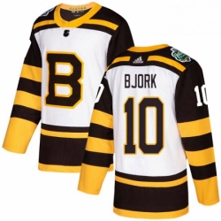 Mens Adidas Boston Bruins 10 Anders Bjork Authentic White 2019 Winter Classic NHL Jersey 