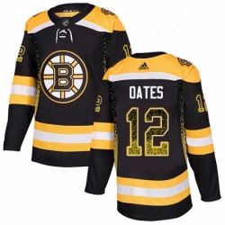 Mens Adidas Boston Bruins 12 Adam Oates Authentic Black Drift Fashion NHL Jersey 