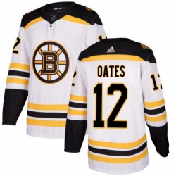 Mens Adidas Boston Bruins 12 Adam Oates Authentic White Away NHL Jersey 